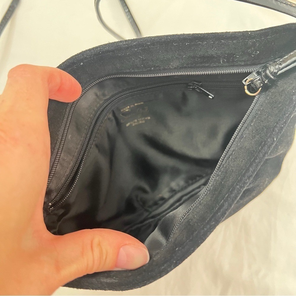 Susan Gail Vintage Black Suede Leather Crossbody Bag Made in Spain - Picture 5 of 9